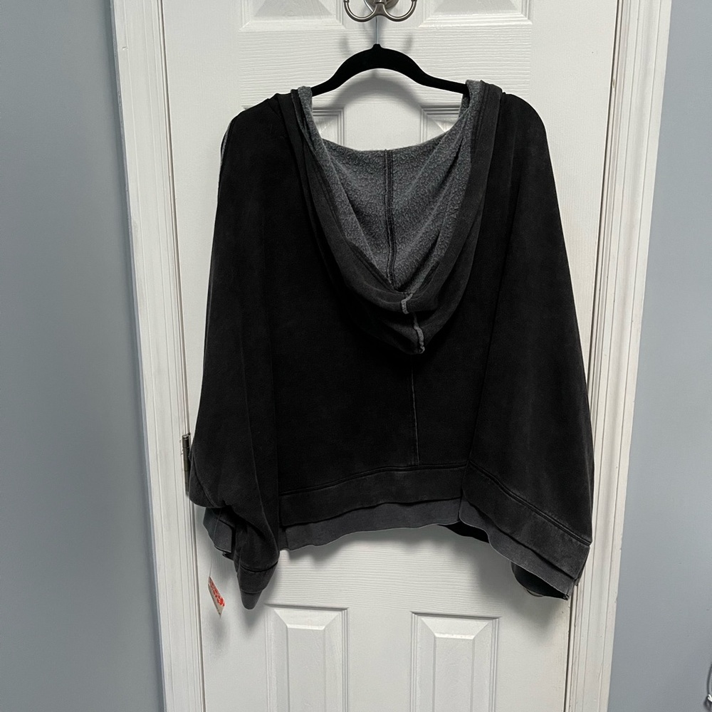 Free People Fp Movement Bonfire Oversized Hoodie Large Gray Black Sweatshirt NWT - Picture 11 of 16